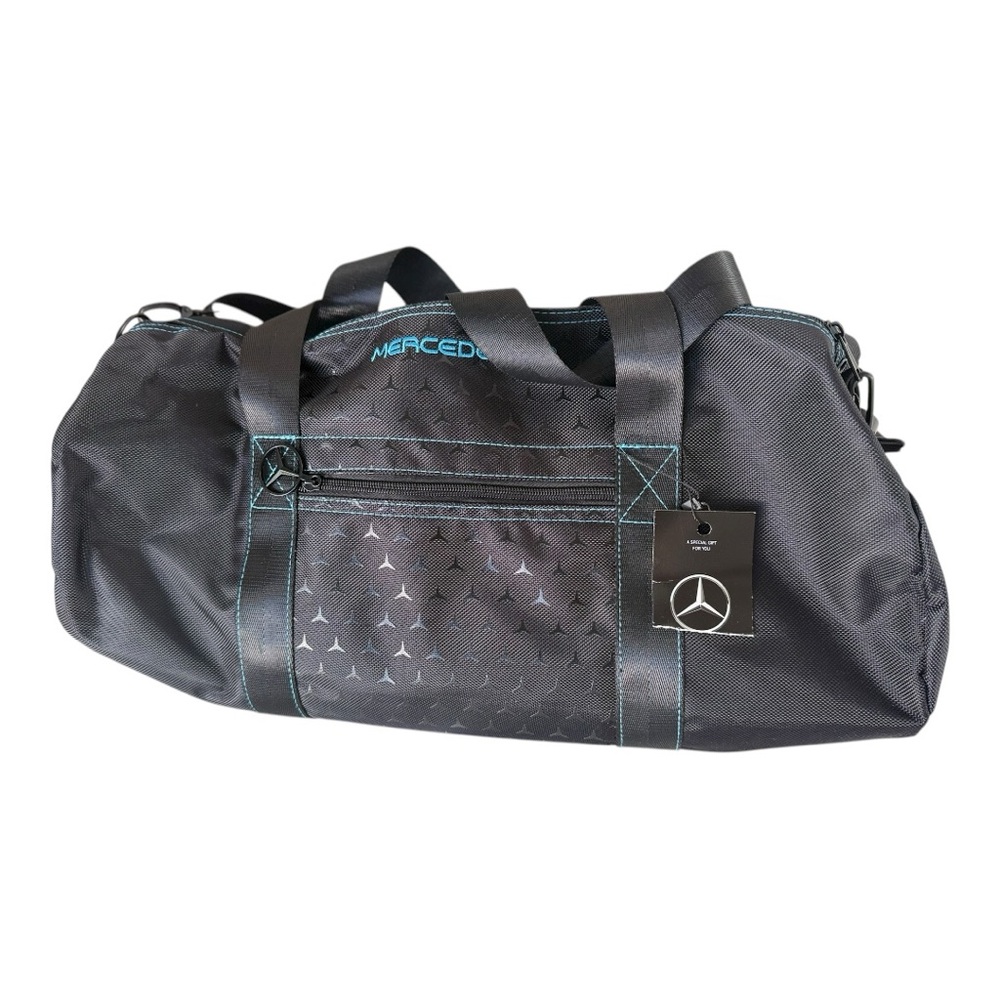 *** SOLD*** Mercedes-Benz Black Duffel Travel Gym Bag Logo Lining Shoulder
